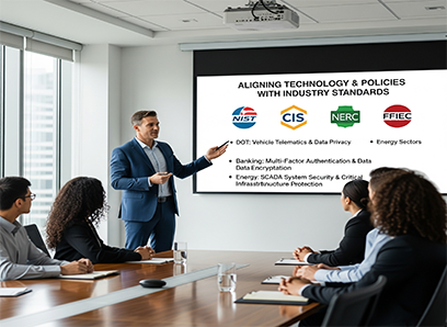 Compliance Services including NIST, CIS, NERC, FFIEC, and other industry standards—backed by hands-on experience in DOT, banking, and energy sectors.